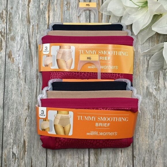 Tummy-Smoothing Microfiber Briefs Panties Underwear 2, 3-Packs Size M6 - Picture 1 of 3